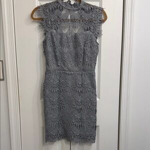 Sleeveless Gray Lace Sheath Dress - Elegant Women's Dress
